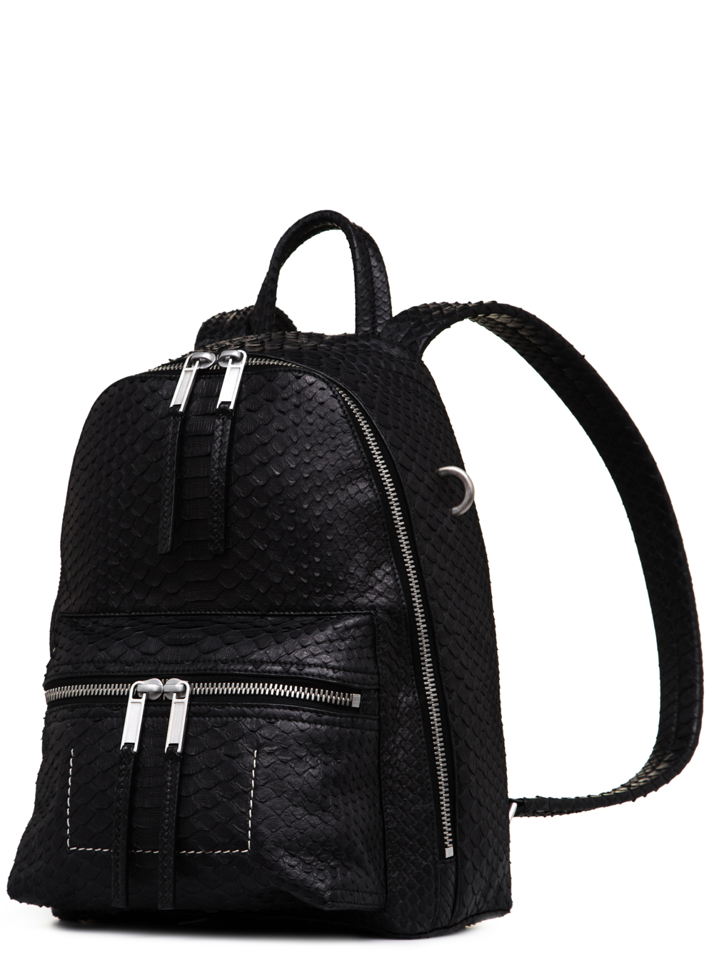 RICK OWENS FW18 SISYPHUS MINI BACKPACK IN BLACK PYTHON LEATHER