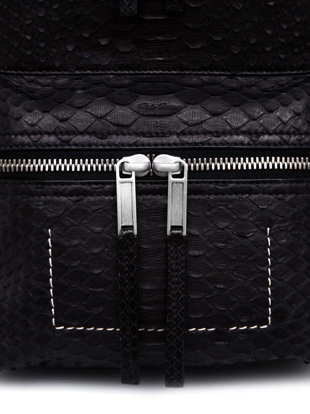 RICK OWENS FW18 SISYPHUS MINI BACKPACK IN BLACK PYTHON LEATHER