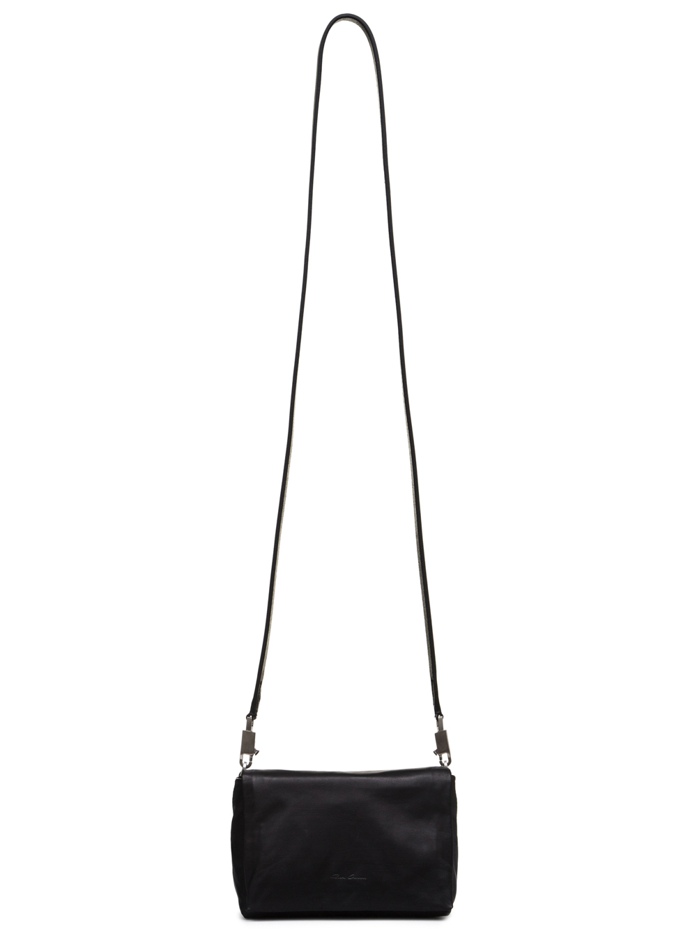 RICK OWENS FW18 SISYPHUS MICRO FLAP ADRI BAG IN BLACK BABY CALF LEATHER