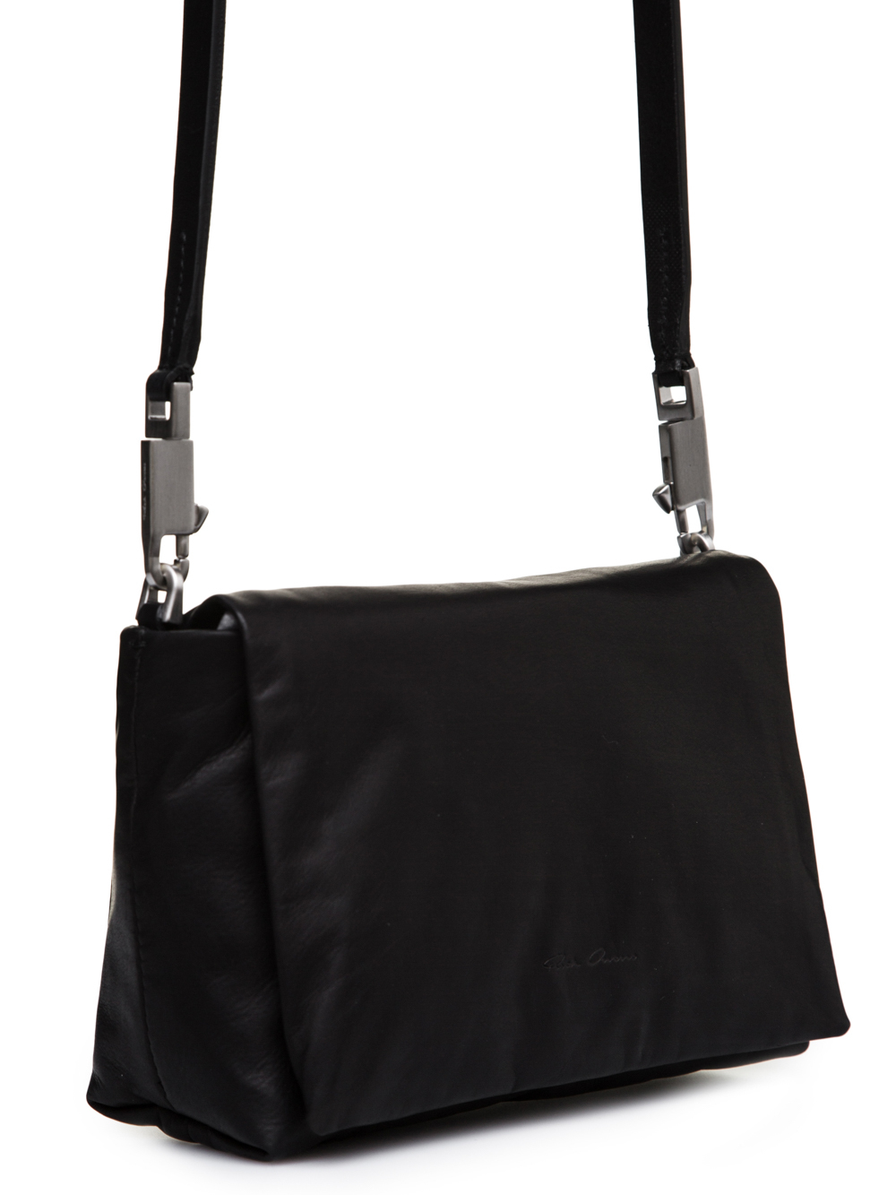 RICK OWENS FW18 SISYPHUS MICRO FLAP ADRI BAG IN BLACK BABY CALF LEATHER