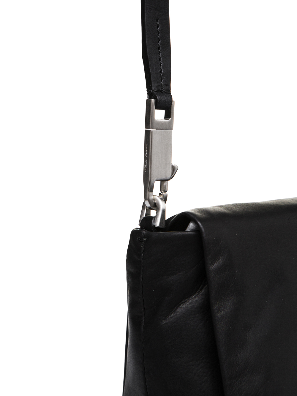 RICK OWENS FW18 SISYPHUS MICRO FLAP ADRI BAG IN BLACK BABY CALF LEATHER