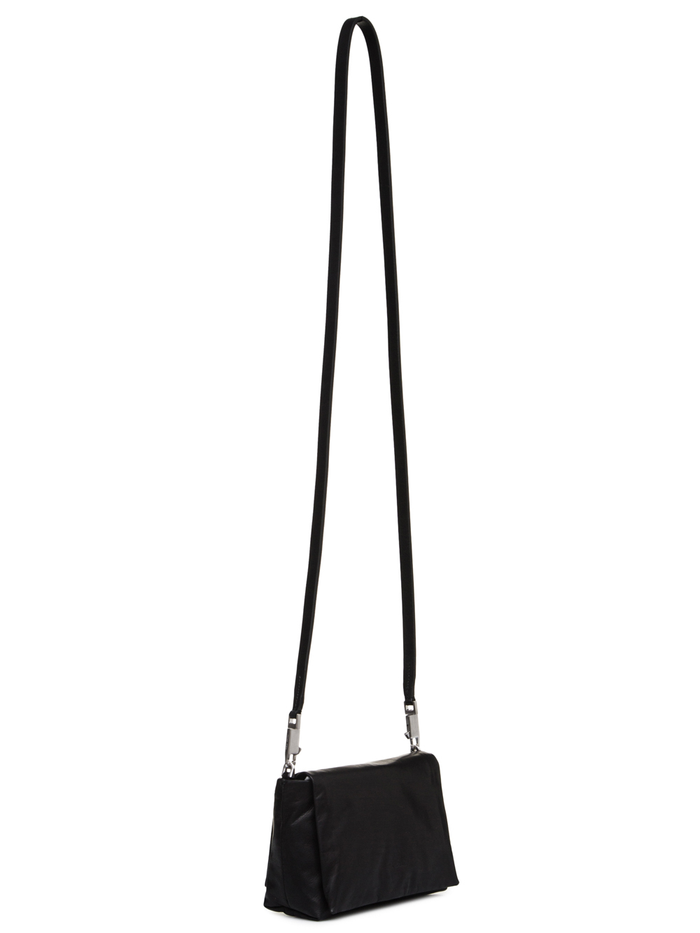 RICK OWENS FW18 SISYPHUS MICRO FLAP ADRI BAG IN BLACK BABY CALF LEATHER