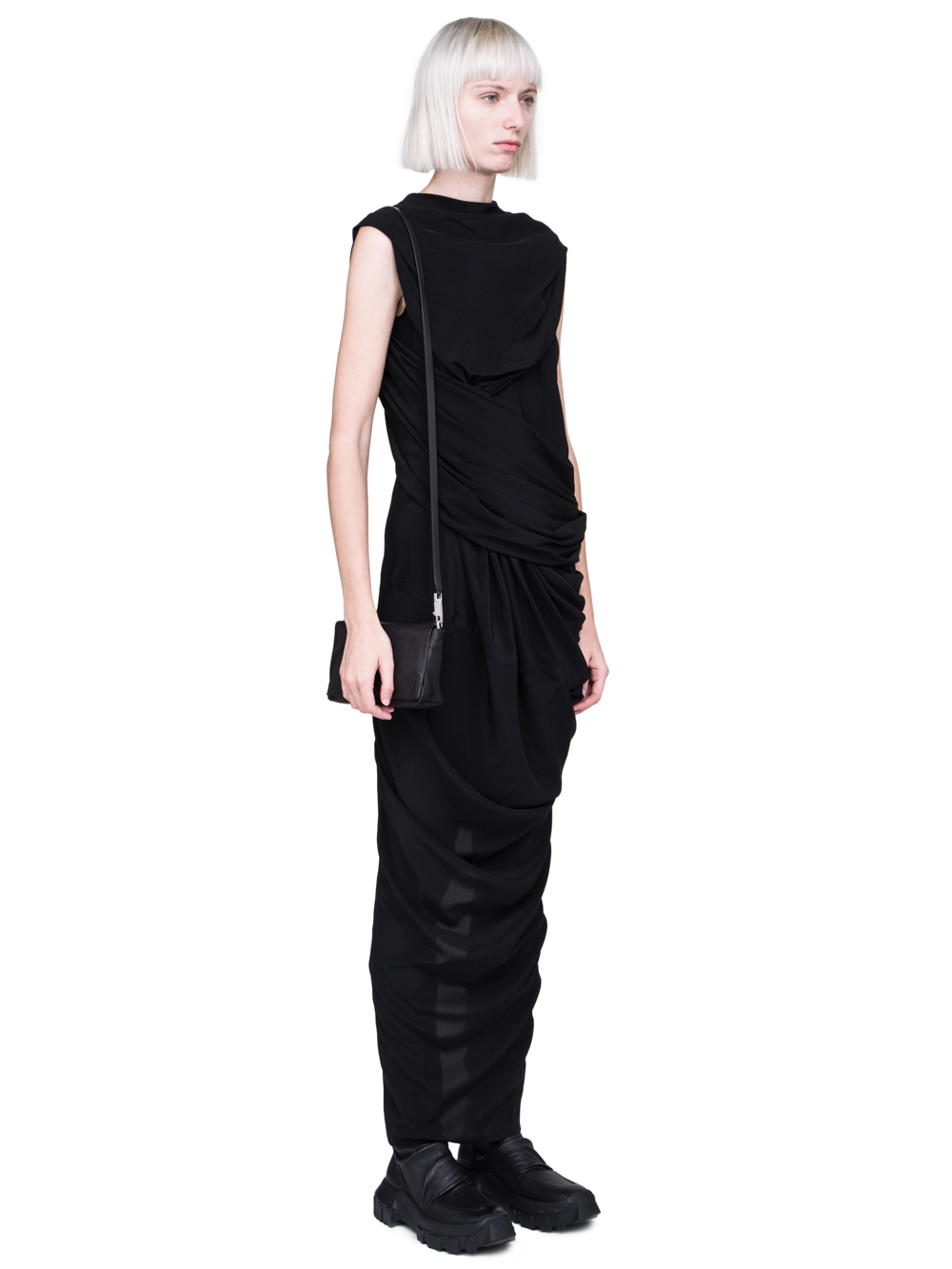 RICK OWENS FW18 SISYPHUS MICRO FLAP ADRI BAG IN BLACK BABY CALF LEATHER