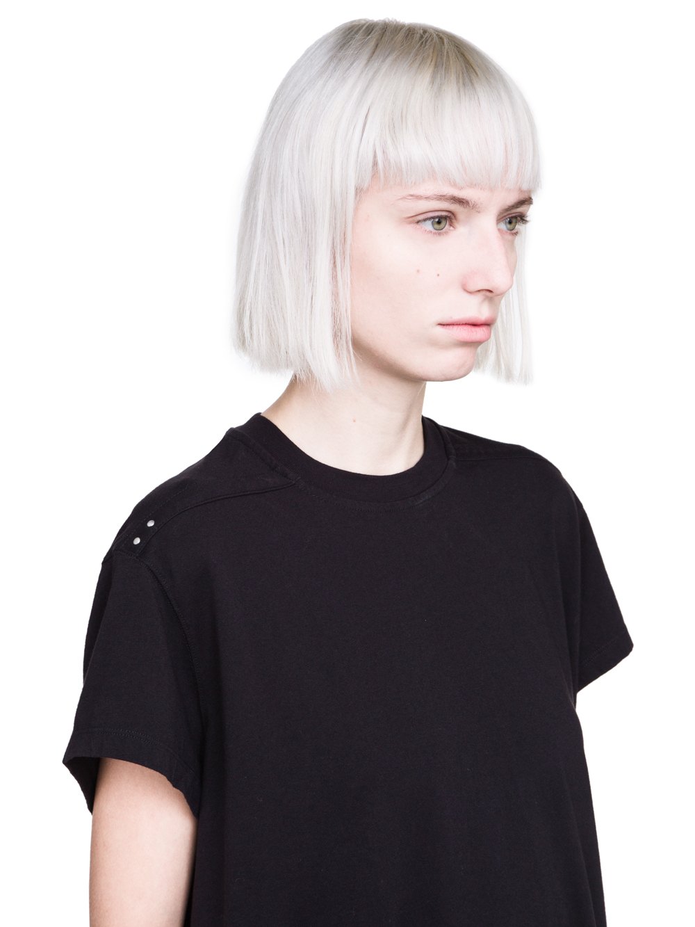 RICK OWENS FW18 SISYPHUS OFF-THE-RUNWAY SHORT-SLEEVE LOOSE RIVET TEE IN BLACK MEDIUMWEIGHT COTTON