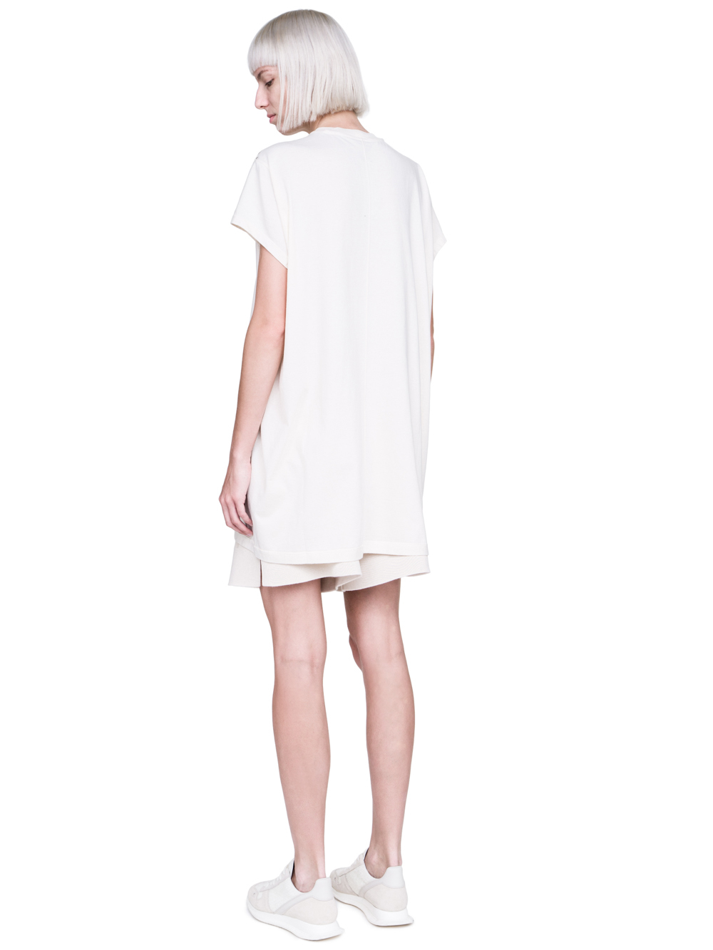 RICK OWENS FW18 SISYPHUS OFF-THE-RUNWAY SHORT-SLEEVE LOOSE RIVET TEE IN NATURAL MEDIUMWEIGHT COTTON