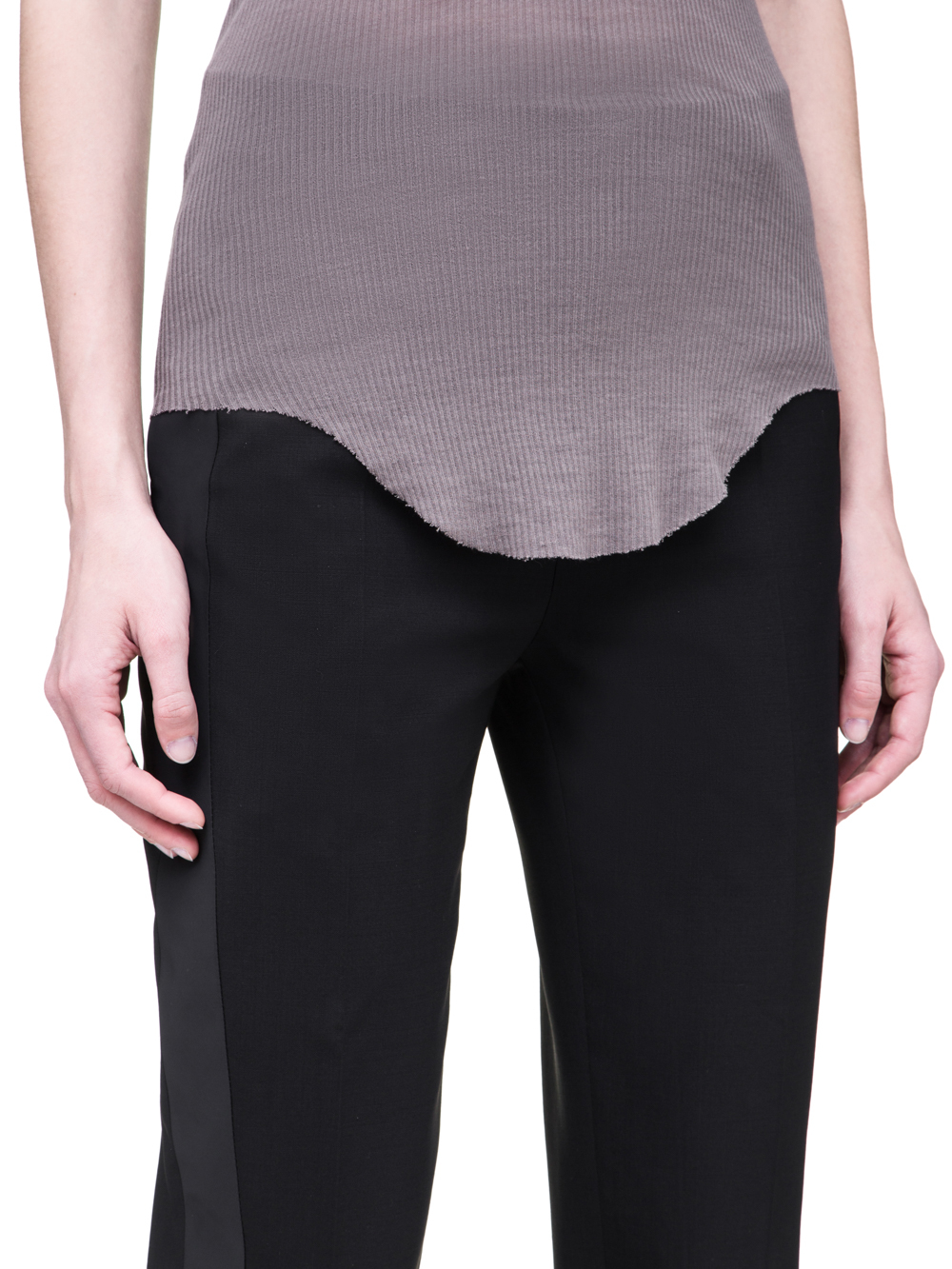 RICK OWENS SS19 BABEL BASIC RIB TANK TOP IN DUST GREY VISCOSE SILK RIB