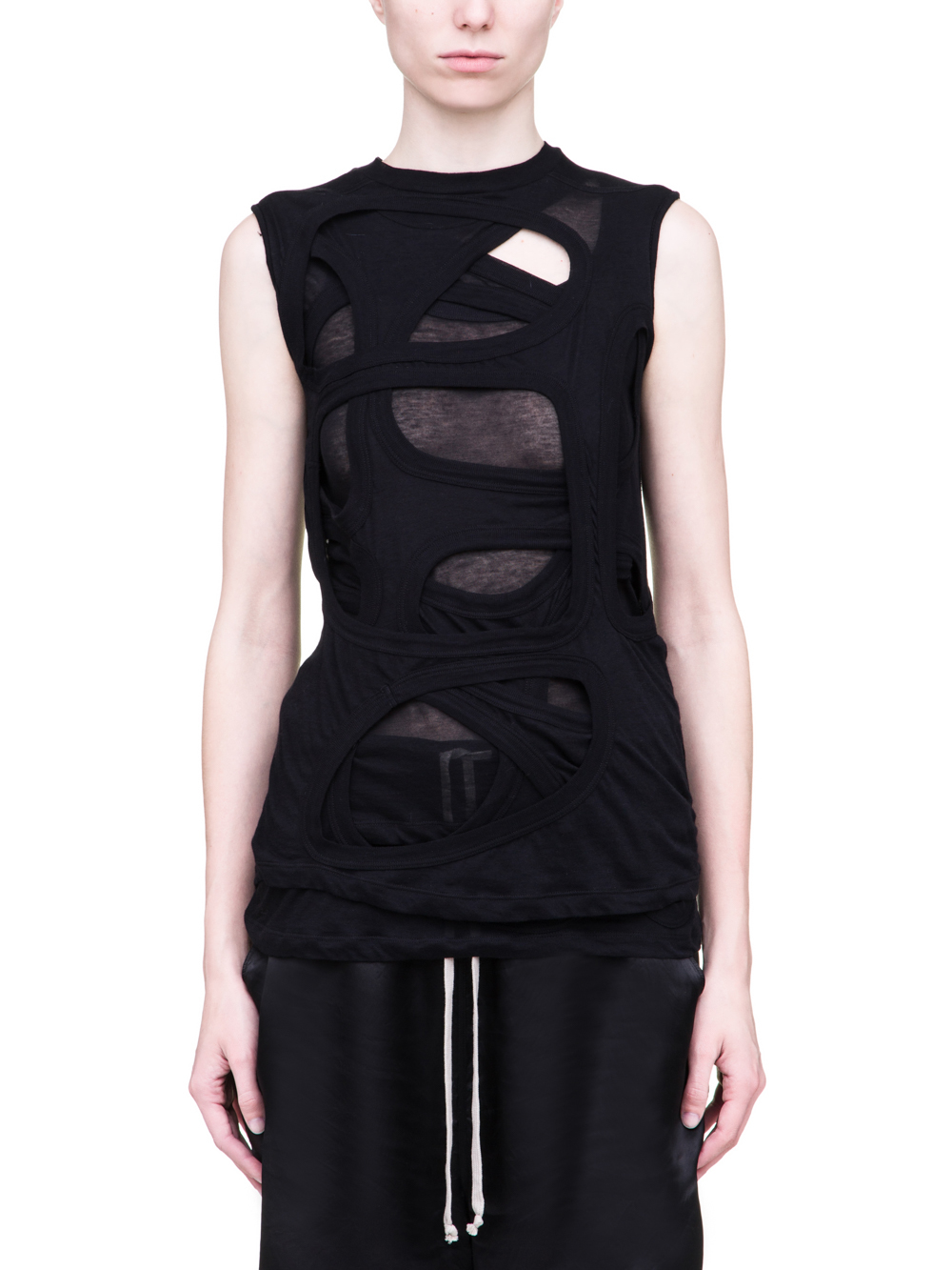 RICK OWENS SS19 BABEL MEGA MEMBRANE TEE IN BLACK LIGHT COTTON