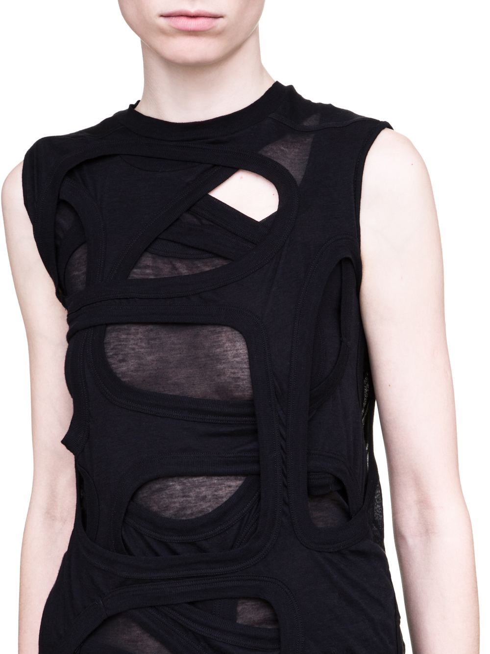 RICK OWENS SS19 BABEL MEGA MEMBRANE TEE IN BLACK LIGHT COTTON