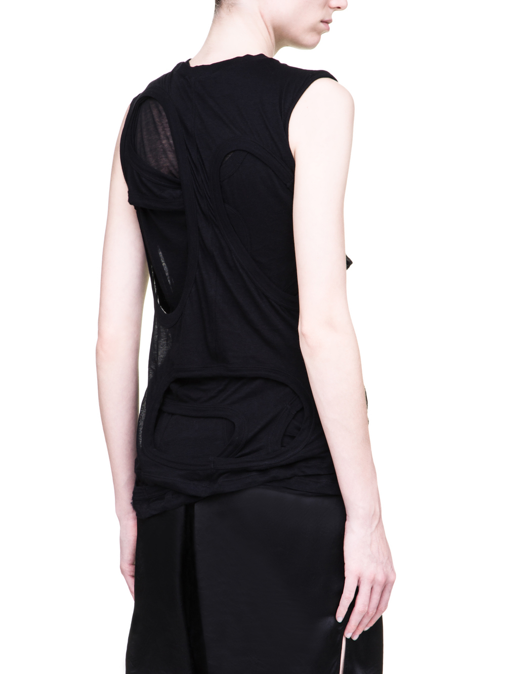RICK OWENS SS19 BABEL MEGA MEMBRANE TEE IN BLACK LIGHT COTTON