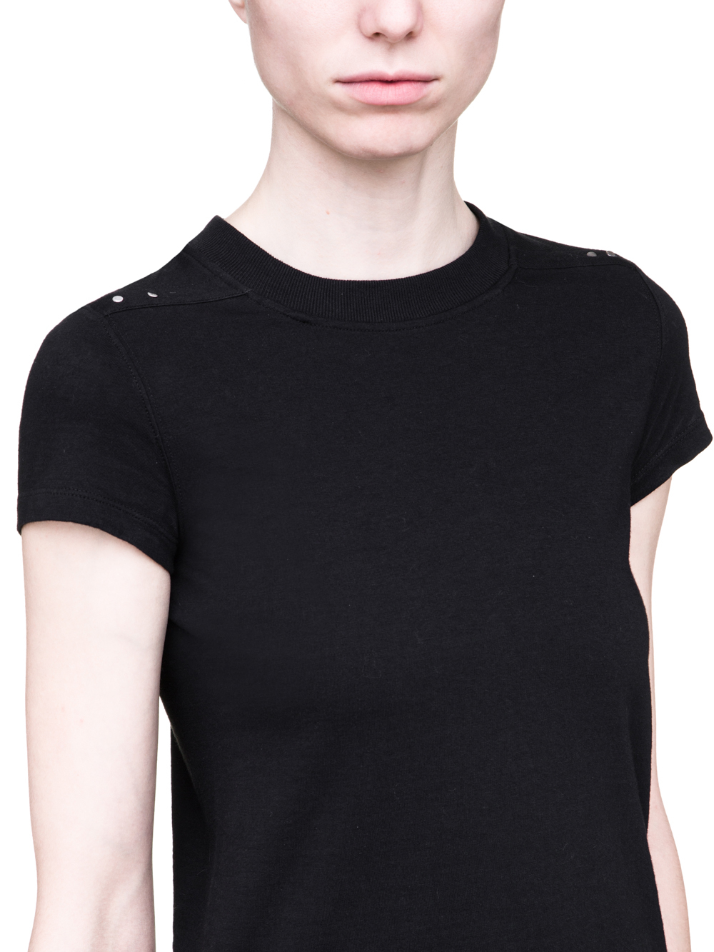 RICK OWENS SS19 BABEL SHORT LEVEL SHORT-SLEEVE TEE IN BLACK MEDIUM WEIGHT COTTON