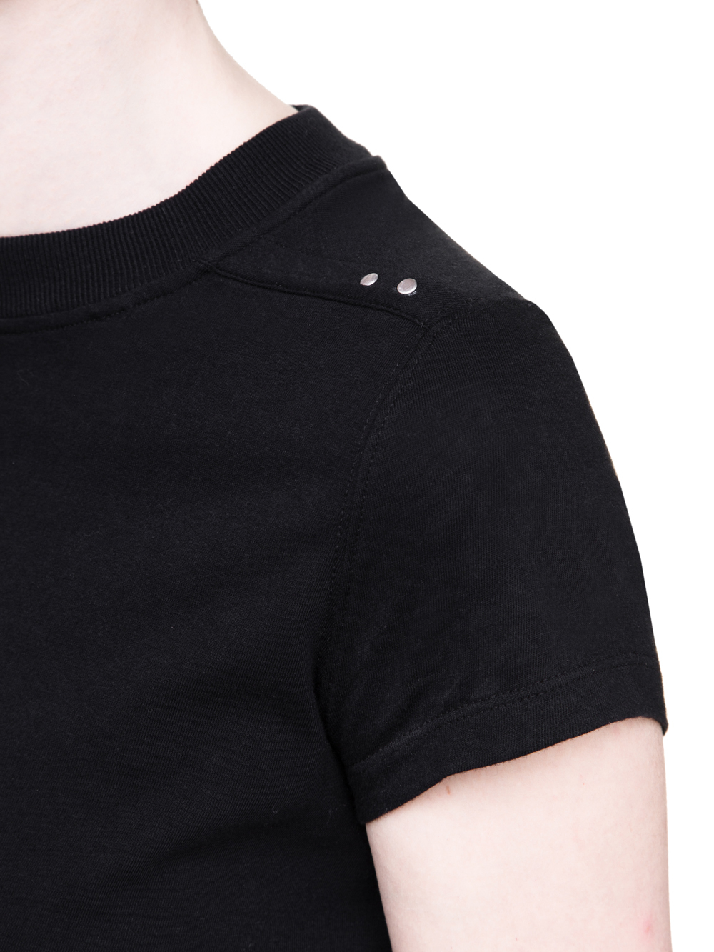 RICK OWENS SS19 BABEL SHORT LEVEL SHORT-SLEEVE TEE IN BLACK MEDIUM WEIGHT COTTON