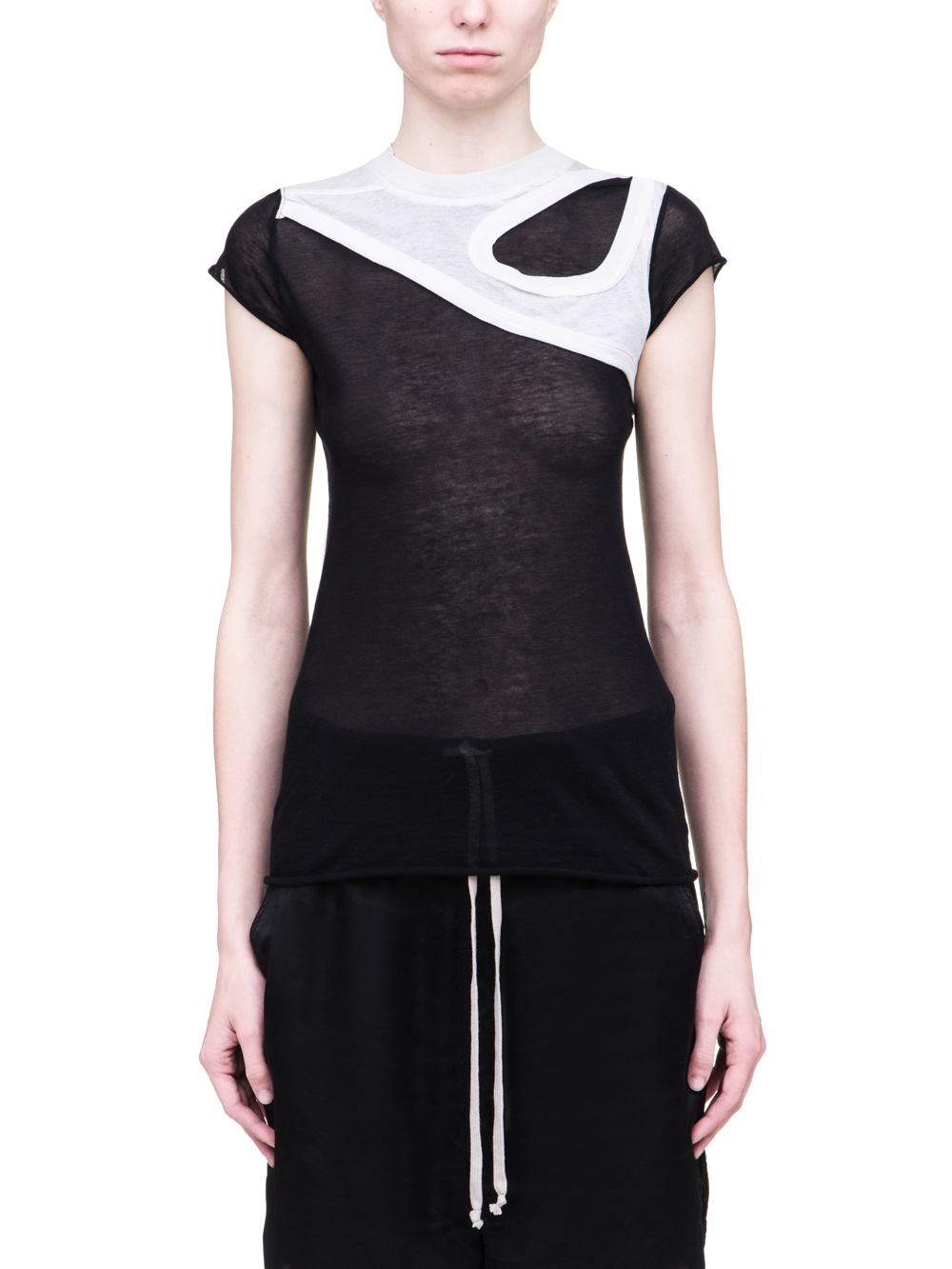 RICK OWENS SS19 BABEL ONE AND ONE QUARTER TEE IN BLACK LIGHT COTTON