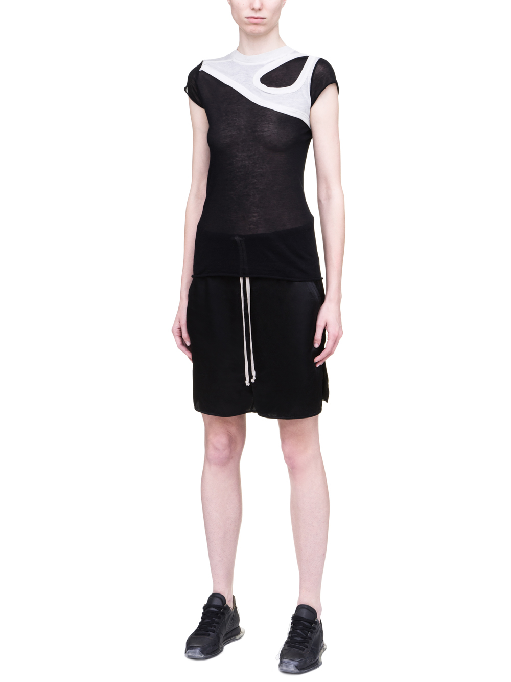 RICK OWENS SS19 BABEL ONE AND ONE QUARTER TEE IN BLACK LIGHT COTTON