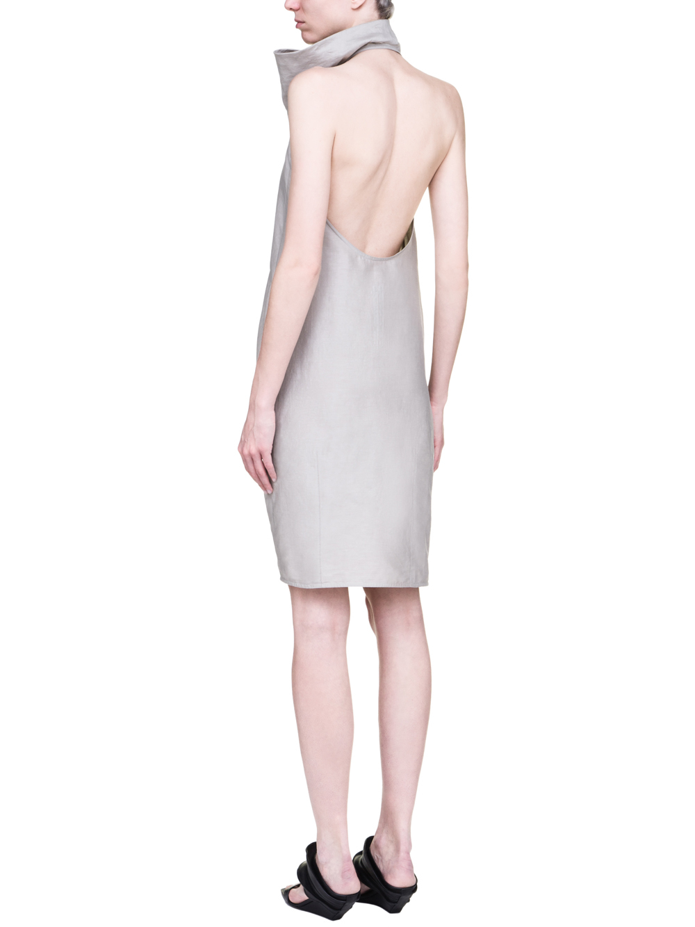 RICK OWENS SS19 BABEL ELLIPSE TUNIC IN OYSTER LIGHT GREY SILK COTTON