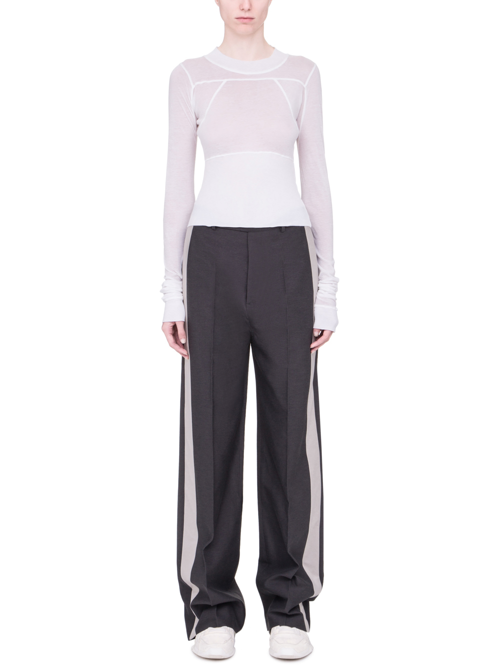 RICK OWENS SS19 BABEL CROPPED PLINTH T-SHIRT IN MILK WHITE