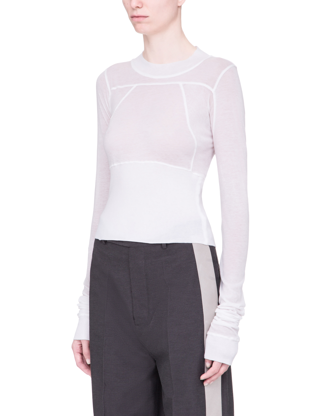 RICK OWENS SS19 BABEL CROPPED PLINTH T-SHIRT IN MILK WHITE