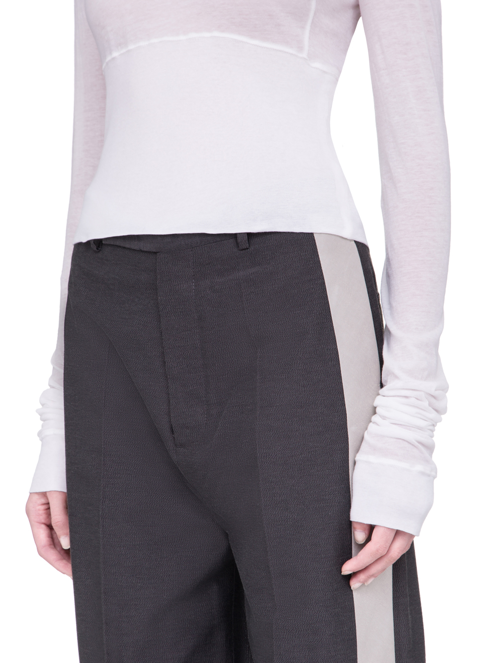RICK OWENS SS19 BABEL CROPPED PLINTH T-SHIRT IN MILK WHITE