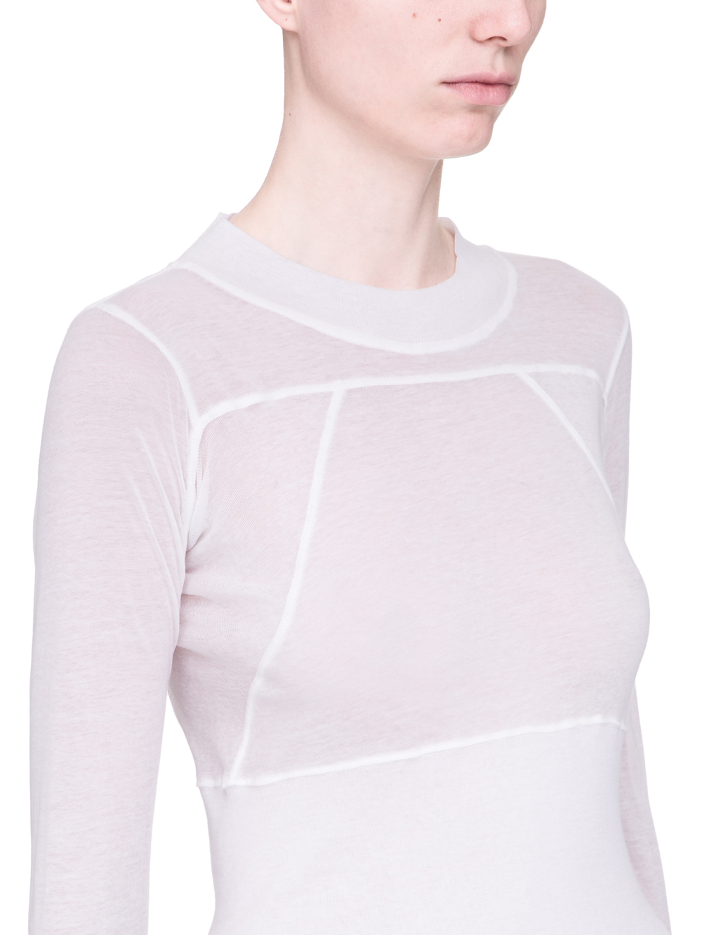 RICK OWENS SS19 BABEL CROPPED PLINTH T-SHIRT IN MILK WHITE