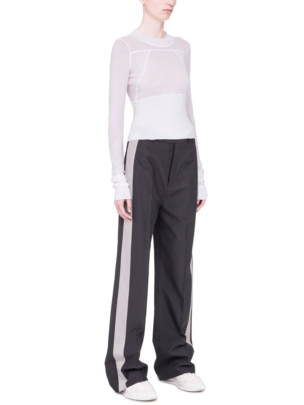 RICK OWENS SS19 BABEL CROPPED PLINTH T-SHIRT IN MILK WHITE
