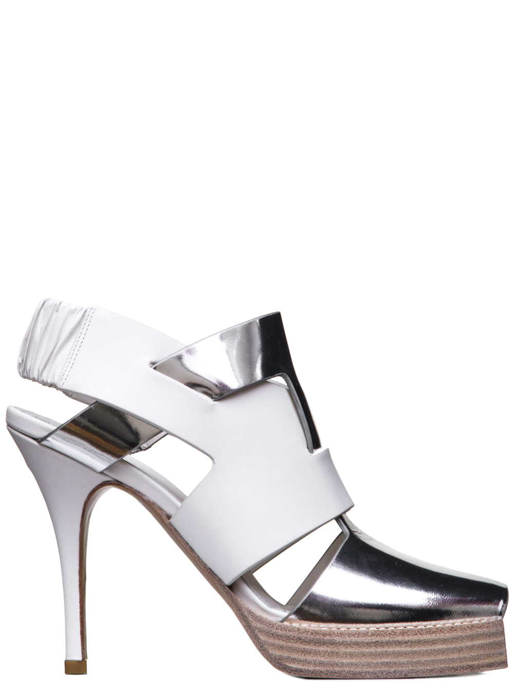 RICK OWENS SS19 BABEL SCORPIO STILETTO IN SILVER AND MILK WHITE LEATHER