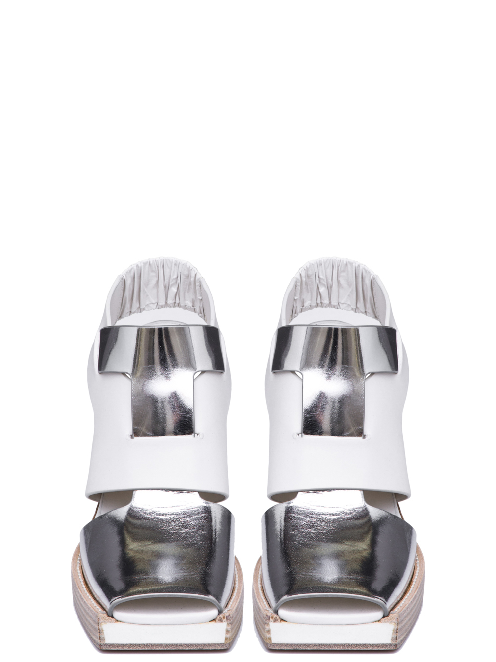 RICK OWENS SS19 BABEL SCORPIO STILETTO IN SILVER AND MILK WHITE LEATHER