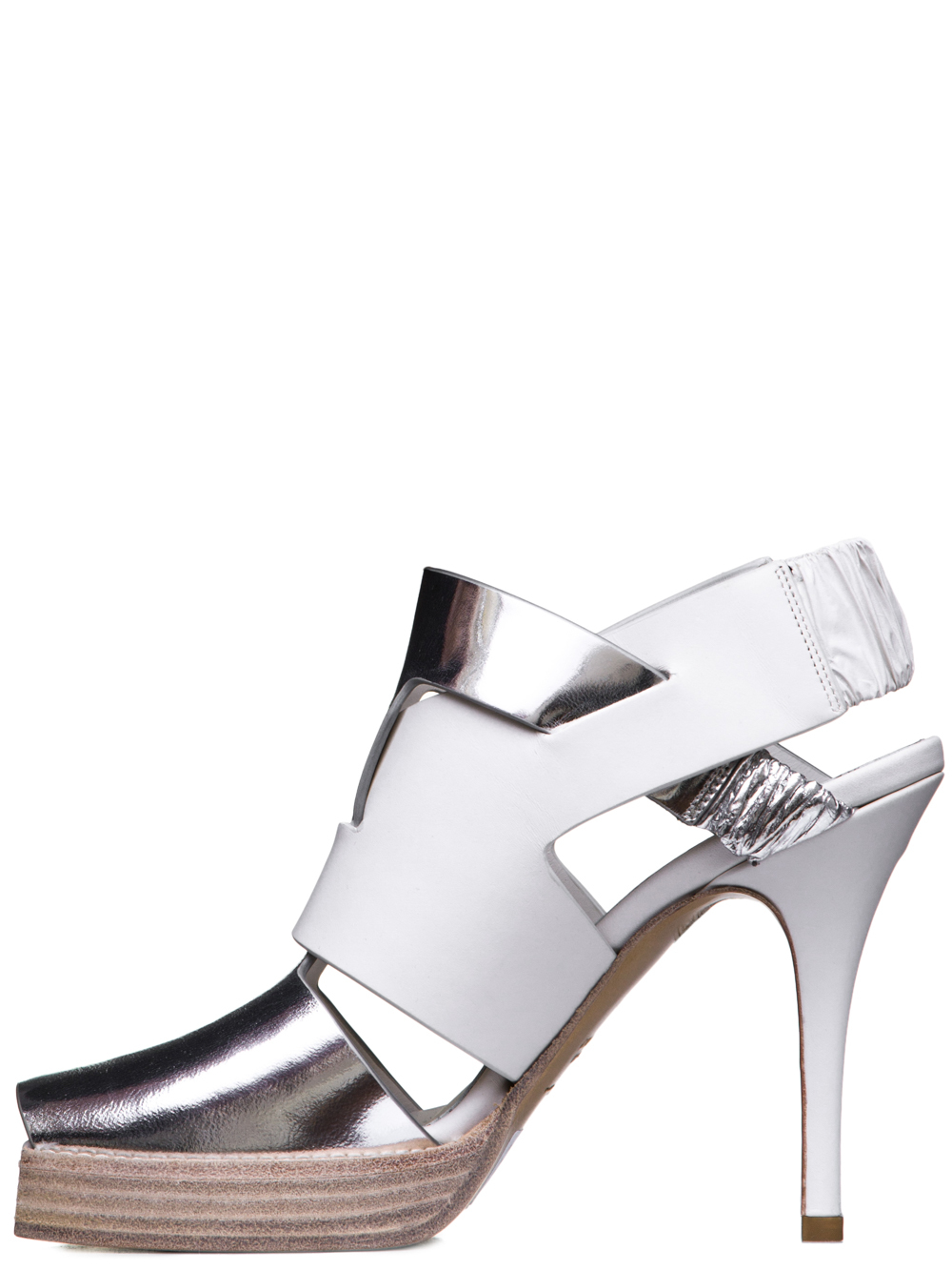 RICK OWENS SS19 BABEL SCORPIO STILETTO IN SILVER AND MILK WHITE LEATHER