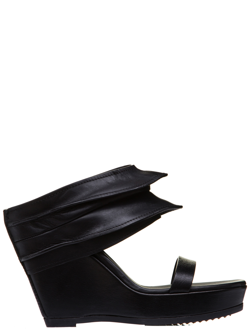 RICK OWENS SS19 BABEL RHINO WEDGE PLATFORM SANDALS IN BLACK