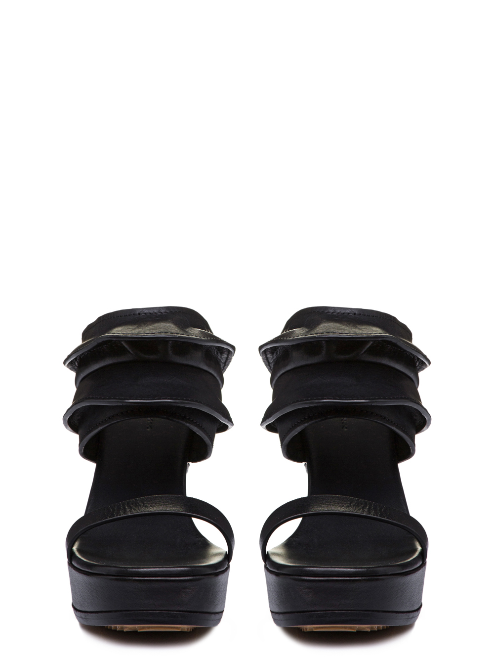 RICK OWENS SS19 BABEL RHINO WEDGE PLATFORM SANDALS IN BLACK