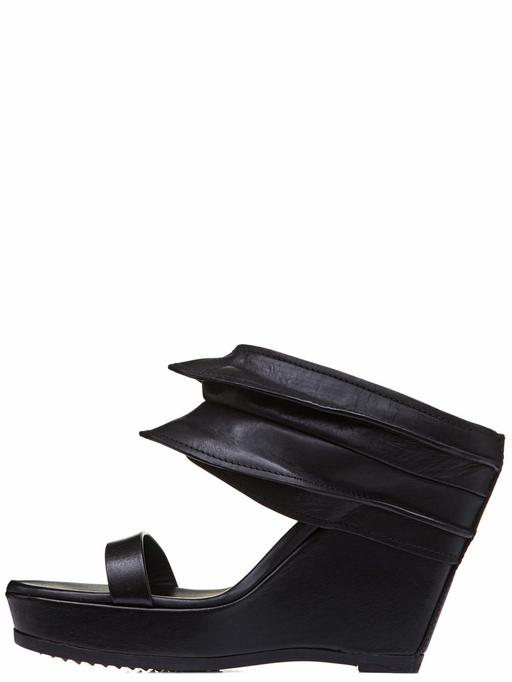 RICK OWENS SS19 BABEL RHINO WEDGE PLATFORM SANDALS IN BLACK