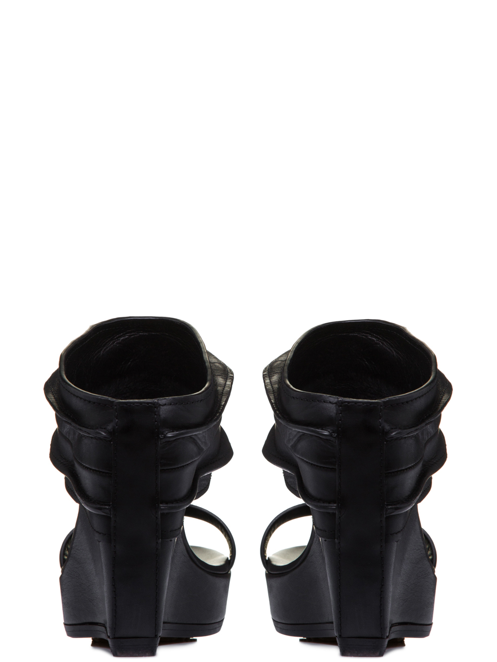 RICK OWENS SS19 BABEL RHINO WEDGE PLATFORM SANDALS IN BLACK