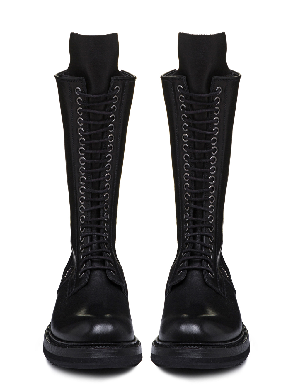RICK OWENS SS19 BABEL ARMY CREEPER ZIP BOOTS IN BLACK LEATHER