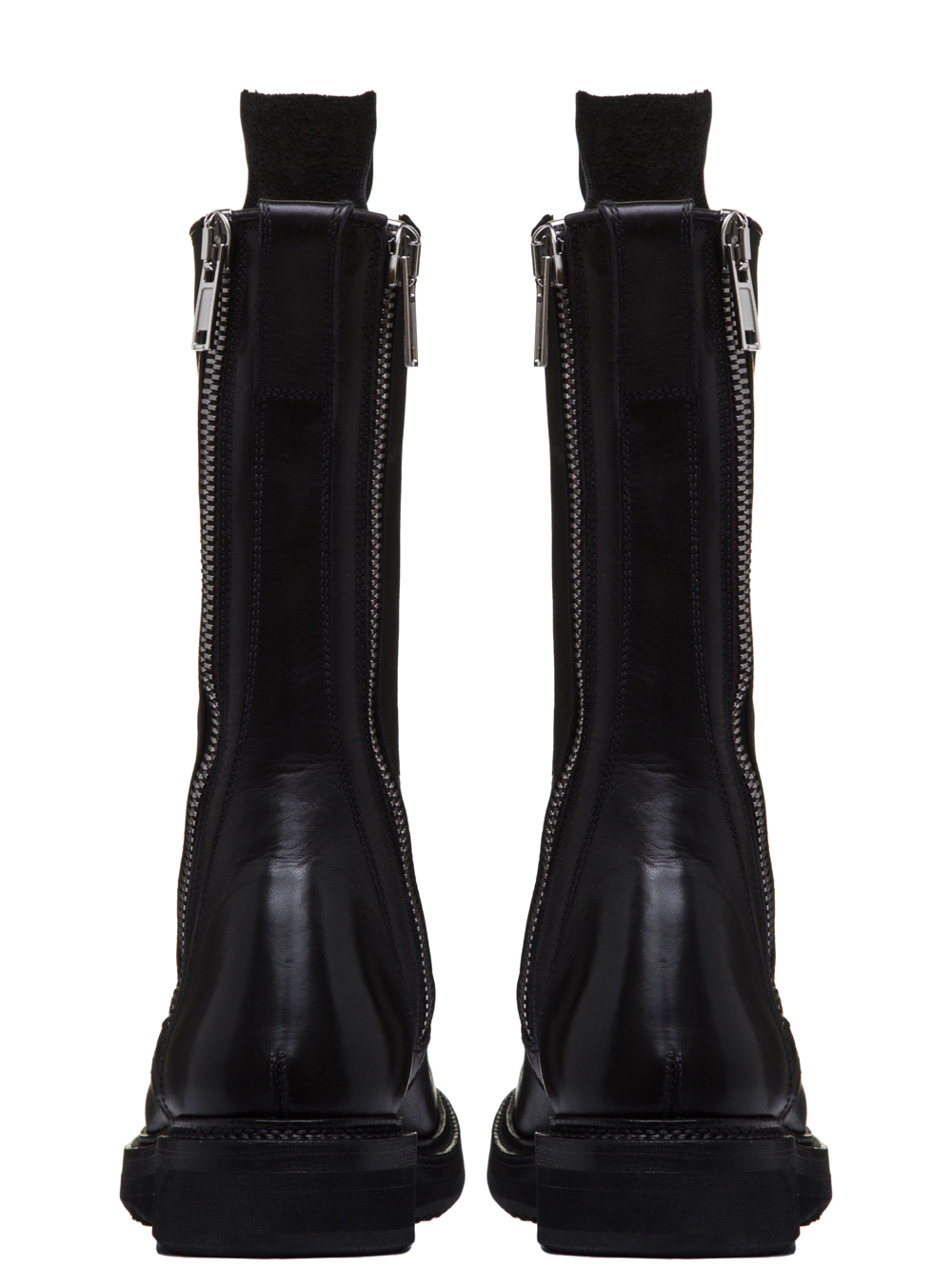 RICK OWENS SS19 BABEL ARMY CREEPER ZIP BOOTS IN BLACK LEATHER
