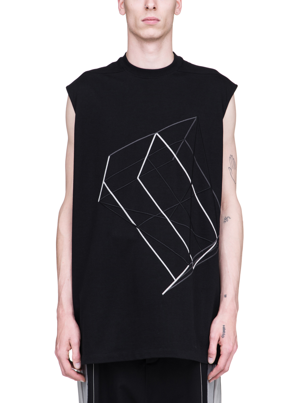 RICK OWENS SS19 BABEL TARP TEE IN BLACK COTTON JERSEY