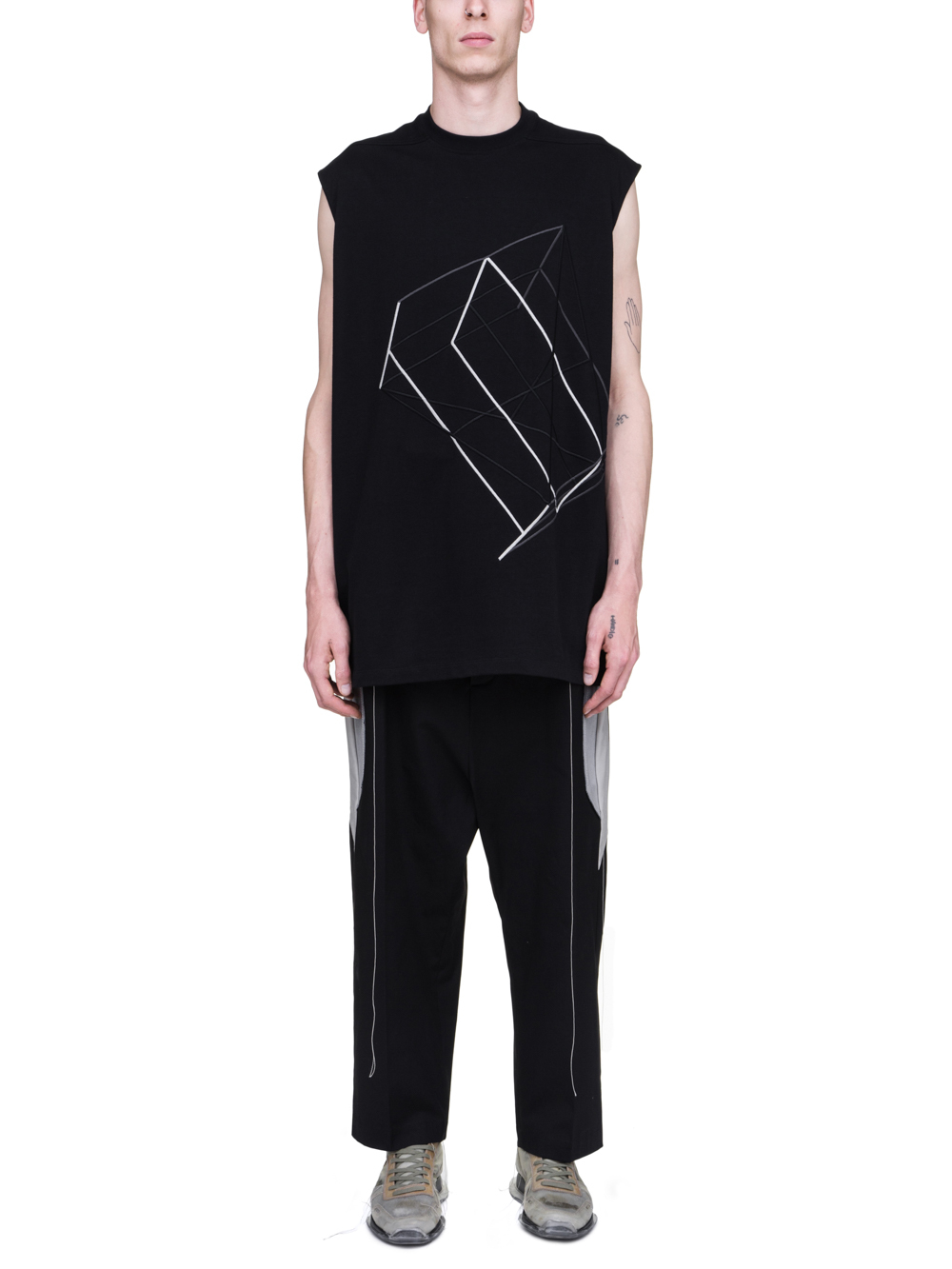 RICK OWENS SS19 BABEL TARP TEE IN BLACK COTTON JERSEY