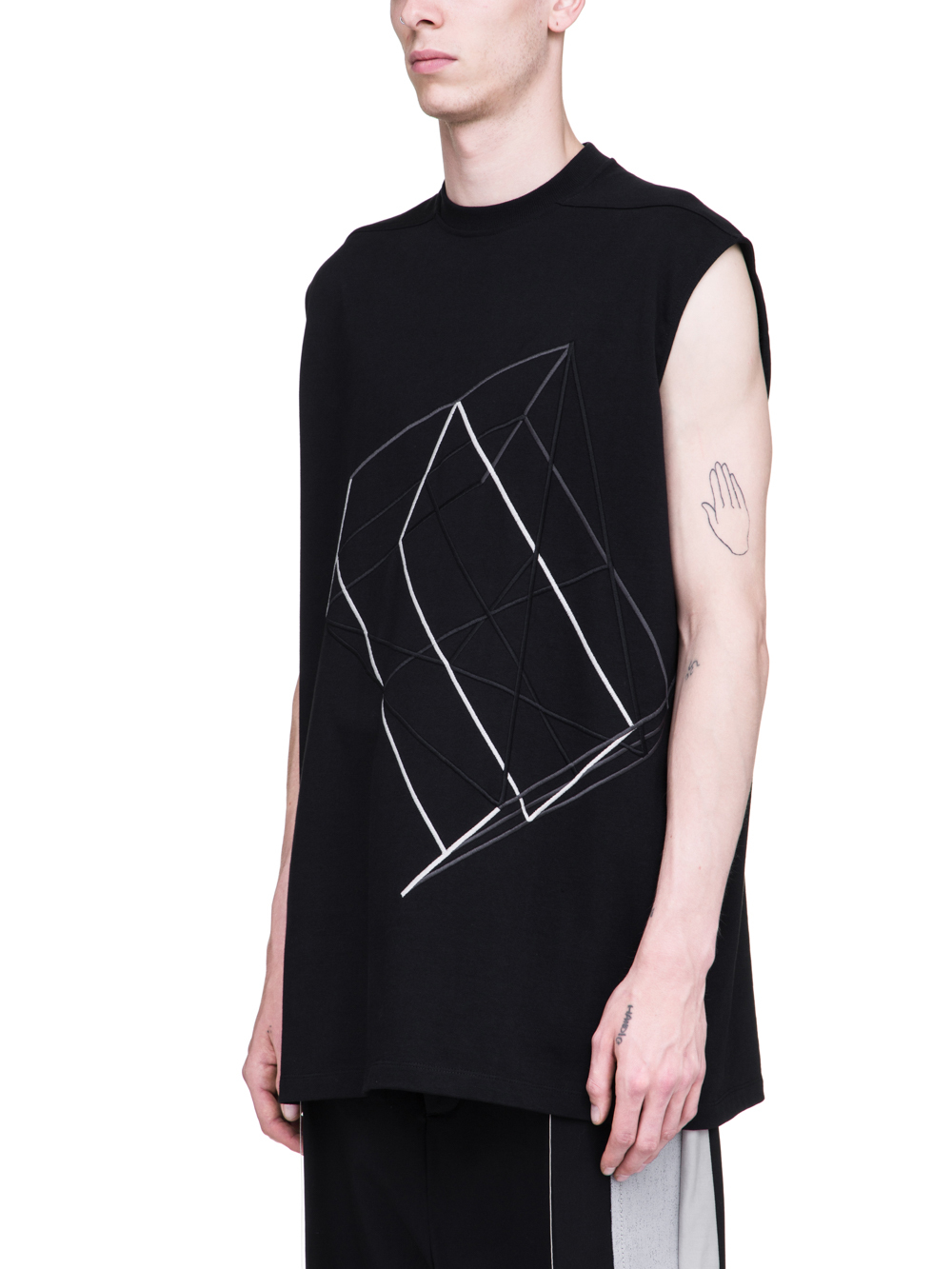 RICK OWENS SS19 BABEL TARP TEE IN BLACK COTTON JERSEY