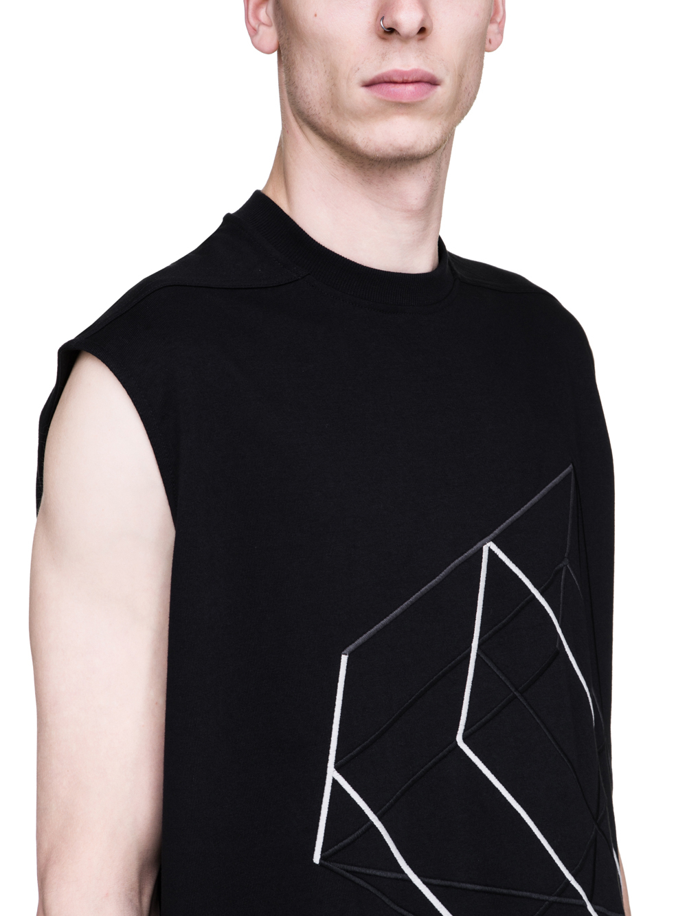 RICK OWENS SS19 BABEL TARP TEE IN BLACK COTTON JERSEY