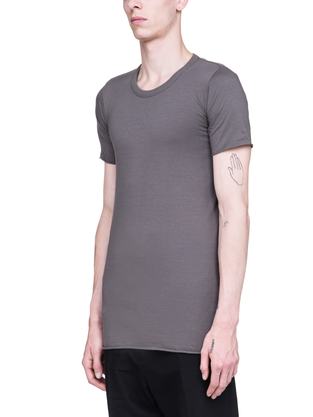 RICK OWENS SS19 BABEL BASIC SHORTSLEEVE TEE IN DUST GREY COTTON