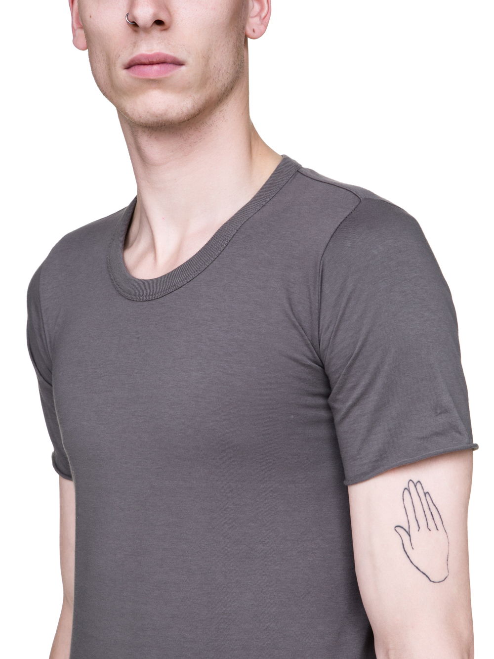 RICK OWENS SS19 BABEL BASIC SHORTSLEEVE TEE IN DUST GREY COTTON