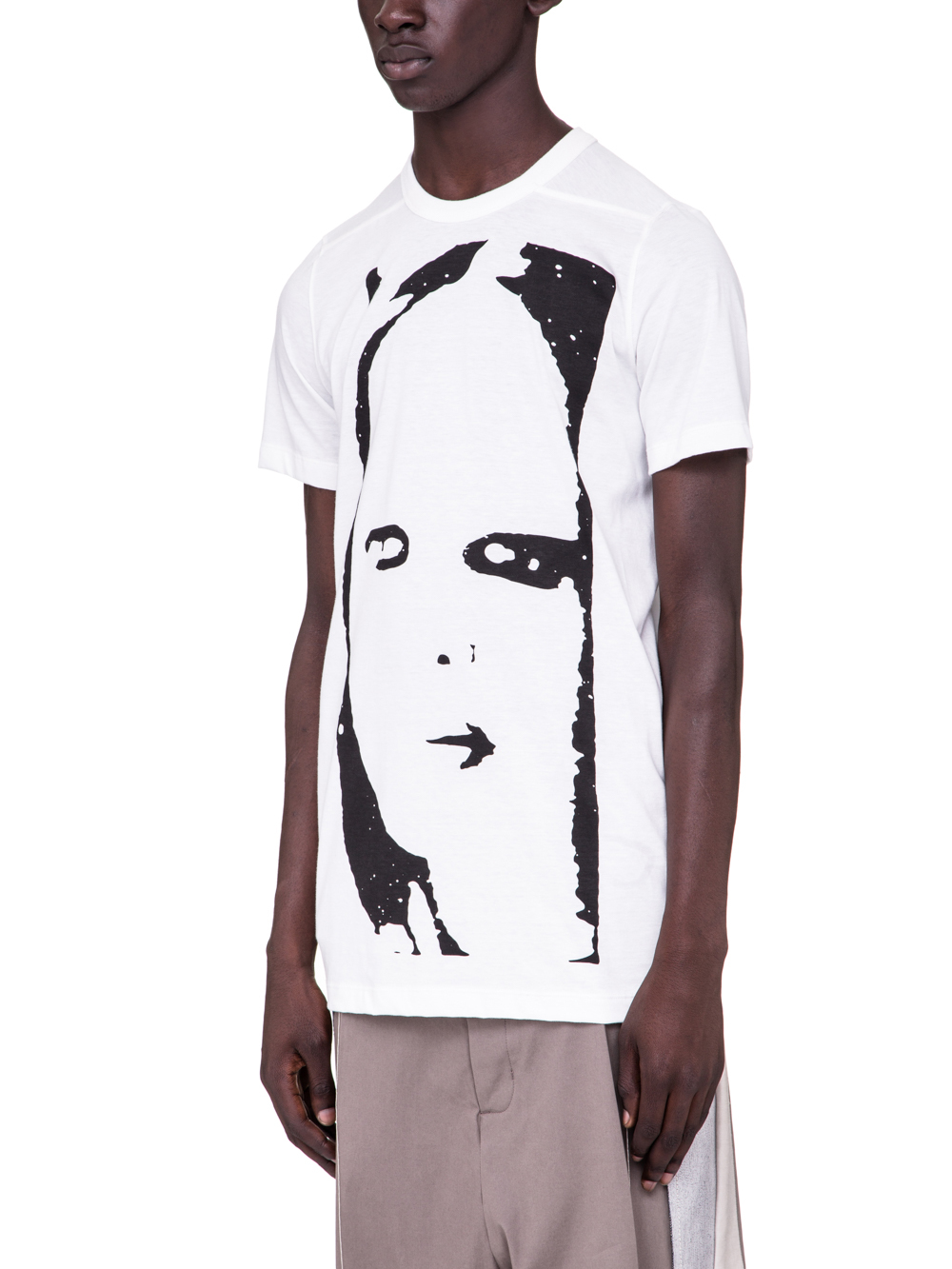RICK OWENS SS19 BABEL LEVEL TEE WITH KEMBRA PRINT IN MILK WHITE COTTON