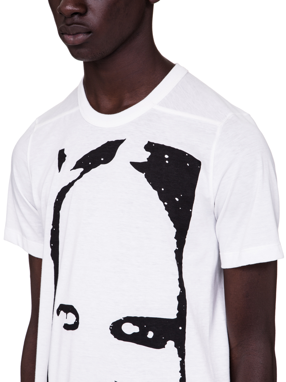 RICK OWENS SS19 BABEL LEVEL TEE WITH KEMBRA PRINT IN MILK WHITE COTTON