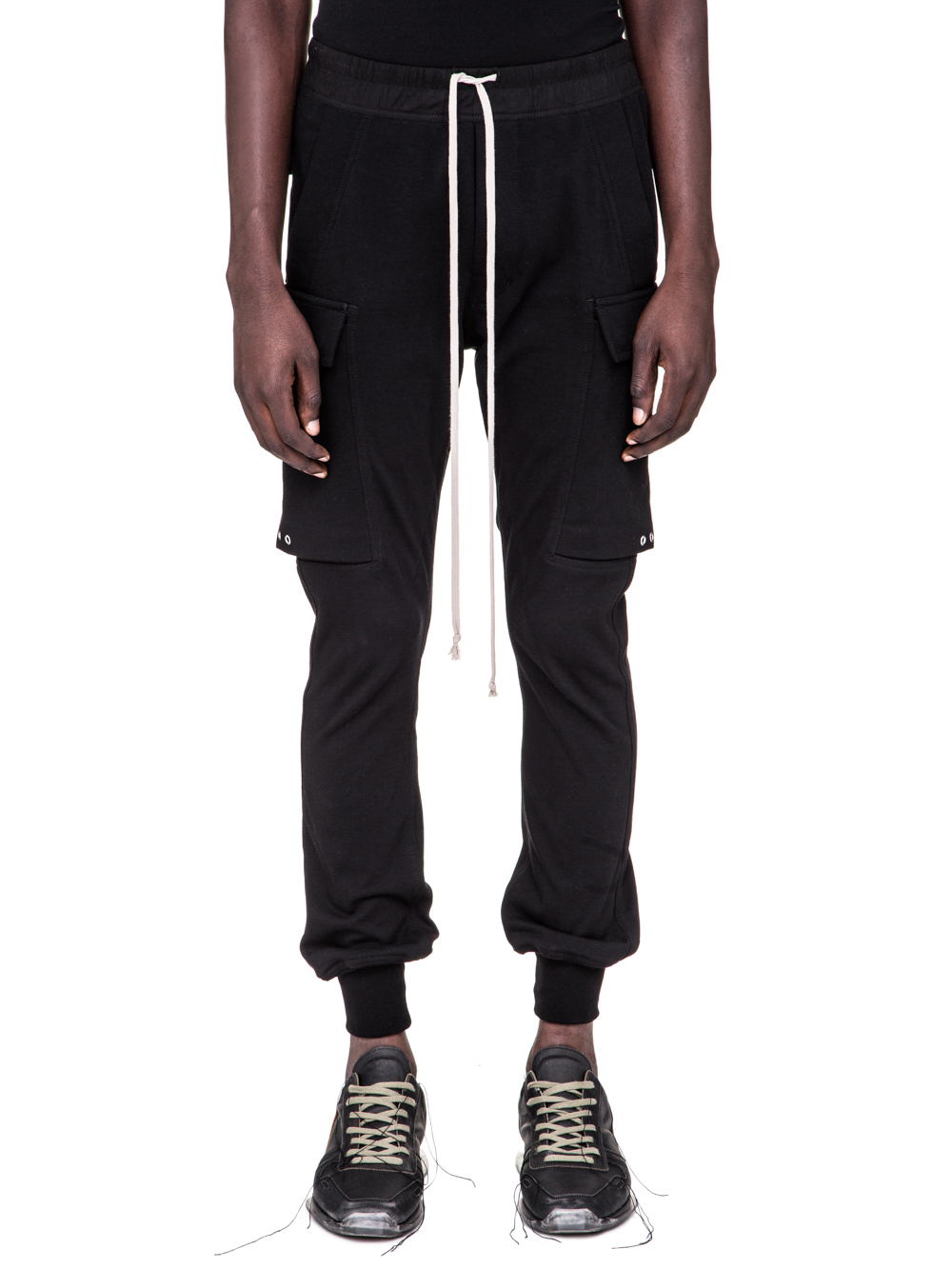 RICK OWENS SS19 BABEL CARGO JOG PANTS IN BLACK COTTON