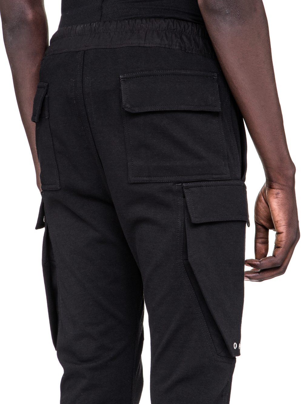 RICK OWENS SS19 BABEL CARGO JOG PANTS IN BLACK COTTON