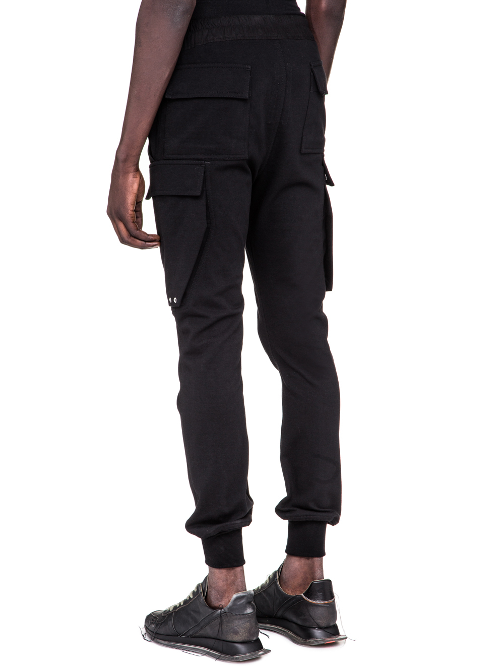 RICK OWENS SS19 BABEL CARGO JOG PANTS IN BLACK COTTON