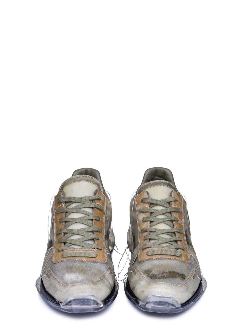 RICK OWENS SS19 BABEL VINTAGE RUNNER LACE UP SNEAKERS IN NATURAL LIGHT GREY
