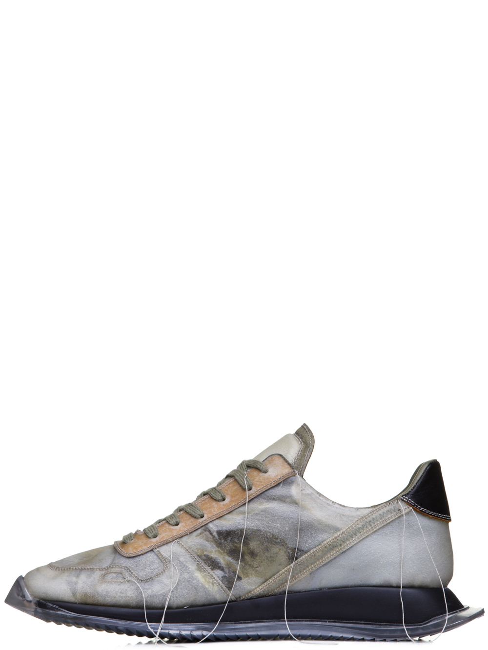 RICK OWENS SS19 BABEL VINTAGE RUNNER LACE UP SNEAKERS IN NATURAL LIGHT GREY