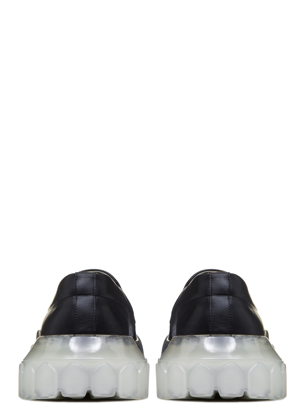 RICK OWENS SS19 BABEL TRACTOR BOAT SNEAKERS IN BLACK CALF LEATHER