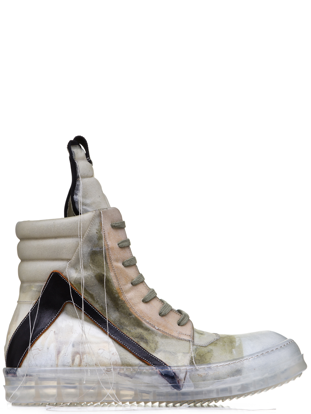 RICK OWENS SS19 BABEL GEOBASKETS IN NATURAL TRANSPARENT CALF LEATHER