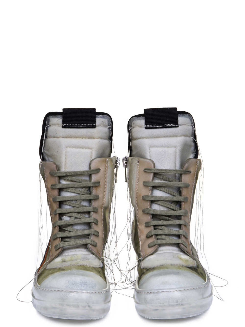 RICK OWENS SS19 BABEL GEOBASKETS IN NATURAL TRANSPARENT CALF LEATHER