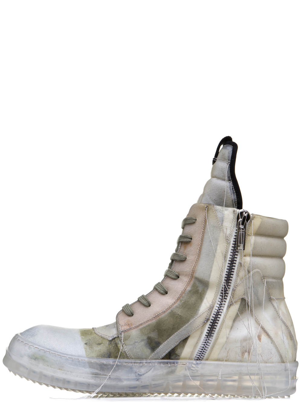 RICK OWENS SS19 BABEL GEOBASKETS IN NATURAL TRANSPARENT CALF LEATHER