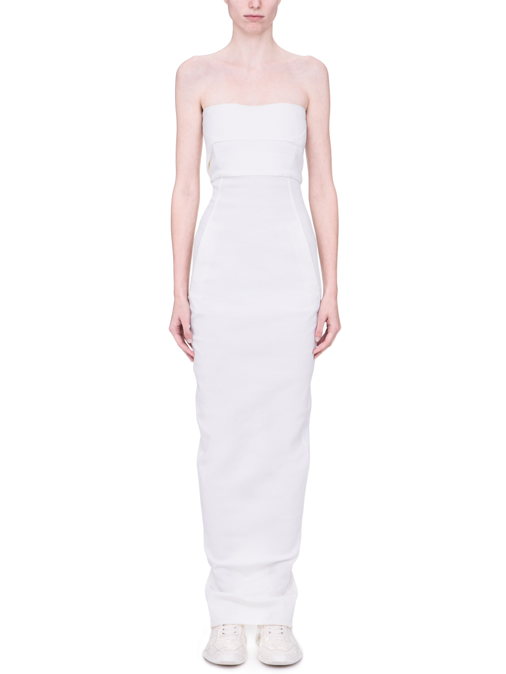 RICK OWENS SS19 BABEL BUSTIER GOWN IN MILK WHITE